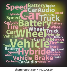 Text cloud. Car wordcloud. Typography concept. Vector illustration.