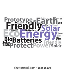 Text cloud. Eco wordcloud. Typography concept. Vector illustration.