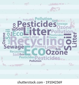 Text cloud. Eco wordcloud. Typography concept. Vector illustration.