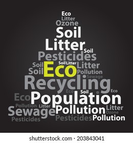 Text cloud. Eco wordcloud. Typography concept. Vector illustration.