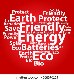 Text cloud. Eco wordcloud. Typography concept. Vector illustration.