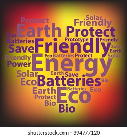Text cloud. Eco wordcloud. Typography concept. Vector illustration.