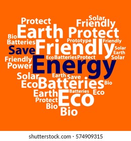 Text cloud. Eco wordcloud. Typography concept. Vector illustration.