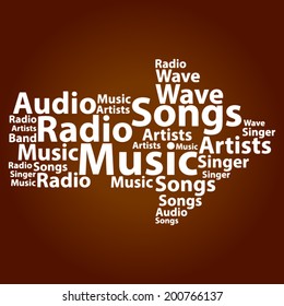 Text cloud. Music word cloud. Typography concept. Vector illustration.