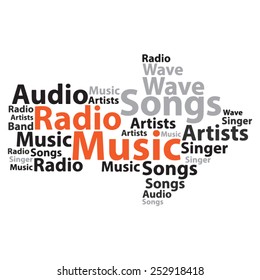 Text cloud. Music wordcloud. Typography concept. Vector illustration.