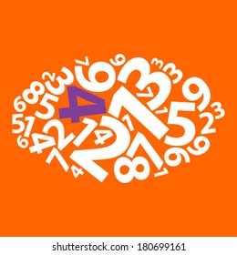 Text cloud. Numbers word cloud. Typography concept. Vector illustration.