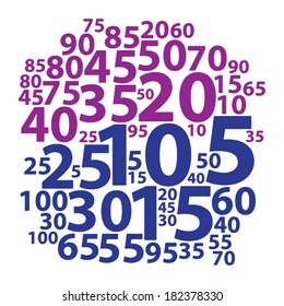Text cloud. Numbers wordcloud. Typography concept. Vector illustration.