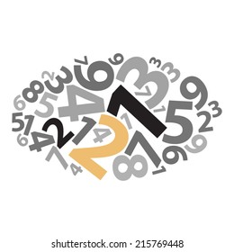 Text cloud. Numbers wordcloud. Typography concept. Vector illustration.