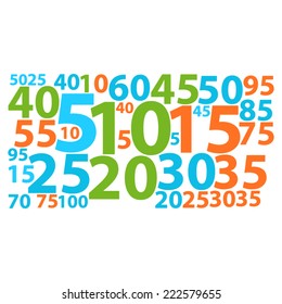 Text cloud. Numbers wordcloud. Typography concept. Vector illustration.