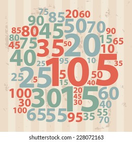Text cloud. Numbers wordcloud. Typography concept. Vector illustration.