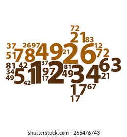 Text cloud. Numbers wordcloud. Typography concept. Vector illustration.
