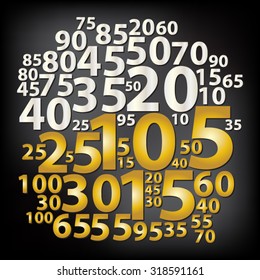 Text cloud. Numbers wordcloud. Typography concept. Vector illustration.