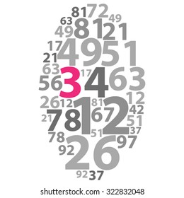 Text cloud. Numbers wordcloud. Typography concept. Vector illustration.