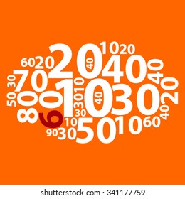 Text cloud. Numbers wordcloud. Typography concept. Vector illustration.