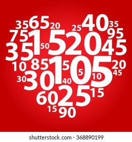 Text cloud. Numbers wordcloud. Typography concept. Vector illustration.