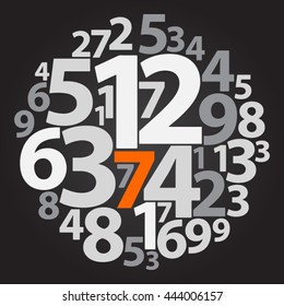 Text cloud. Numbers wordcloud. Typography concept. Vector illustration.