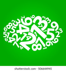 Text cloud. Numbers wordcloud. Typography concept. Vector illustration.
