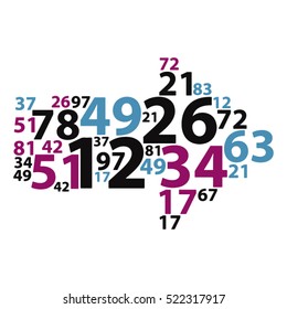 Text cloud. Numbers wordcloud. Typography concept. Vector illustration.