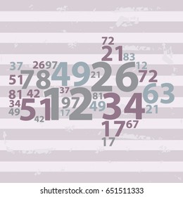 Text cloud. Numbers wordcloud. Typography concept. Vector illustration.