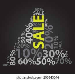 Text cloud. Sale percent wordcloud. Typography concept. Vector illustration.