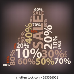 Text cloud. Sale percent wordcloud. Typography concept. Vector illustration.