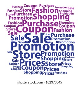 Text cloud. Sale wordcloud. Typography concept. Vector illustration.