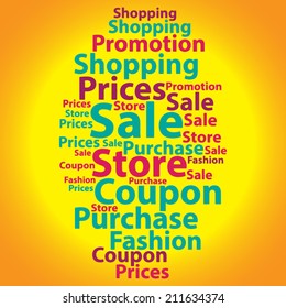 Text cloud. Sale wordcloud. Typography concept. Vector illustration.