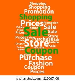 Text cloud. Sale wordcloud. Typography concept. Vector illustration.