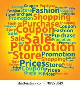 Text cloud. Sale wordcloud. Typography concept. Vector illustration.