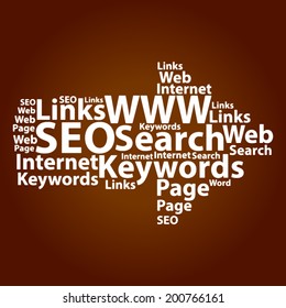 Text cloud. Seo word cloud. Typography concept. Vector illustration.