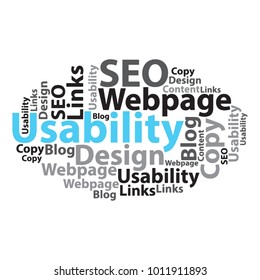 Text cloud. Seo wordcloud. Typography concept. Vector illustration.