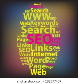 Text cloud. Seo wordcloud. Typography concept. Vector illustration.
