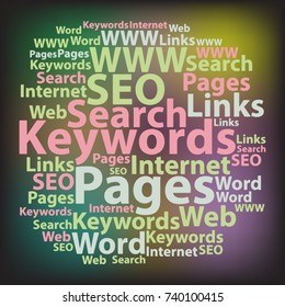 Text cloud. Seo wordcloud. Typography concept. Vector illustration.