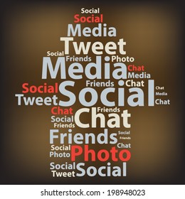 Text cloud. Social media wordcloud. Typography concept. Vector illustration.