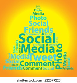 Text cloud. Social media wordcloud. Typography concept. Vector illustration.