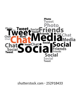 Text cloud. Social media wordcloud. Typography concept. Vector illustration.
