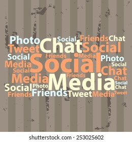 Text cloud. Social media wordcloud. Typography concept. Vector illustration.