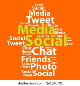 Text cloud. Social media wordcloud. Typography concept. Vector illustration.