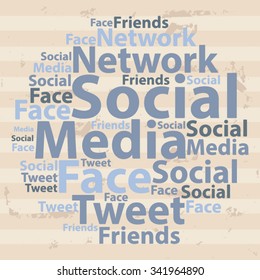 Text cloud. Social media wordcloud. Typography concept. Vector illustration.