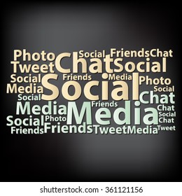 Text cloud. Social media wordcloud. Typography concept. Vector illustration.