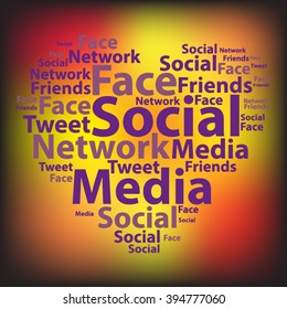 Text cloud. Social media wordcloud. Typography concept. Vector illustration.