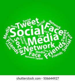 Text cloud. Social media wordcloud. Typography concept. Vector illustration.