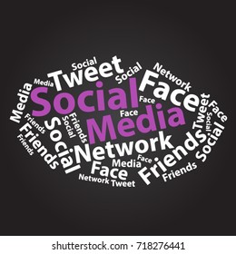 Text cloud. Social media wordcloud. Typography concept. Vector illustration.