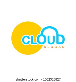 Text cloud with sun vector logo template illustration design