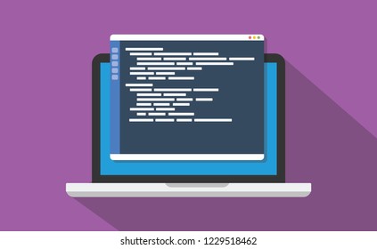 Programmierung des Textcode-Editors auf der Notebook-Anzeige