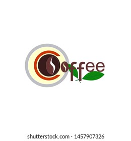 text coffee logo design template with  coffee beans design template