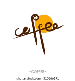 the text coffee written, vector illustration