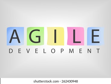 Texto con tarjetas de notas de colores como concepto para el software de desarrollo ágil