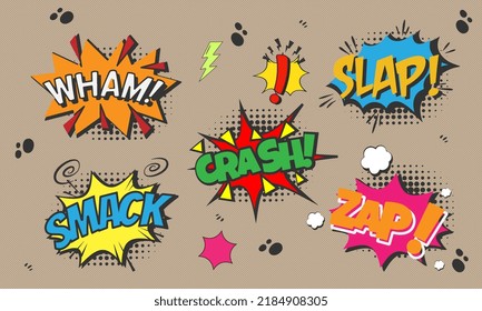 text comic bubble collection, cartoon style pop art,
