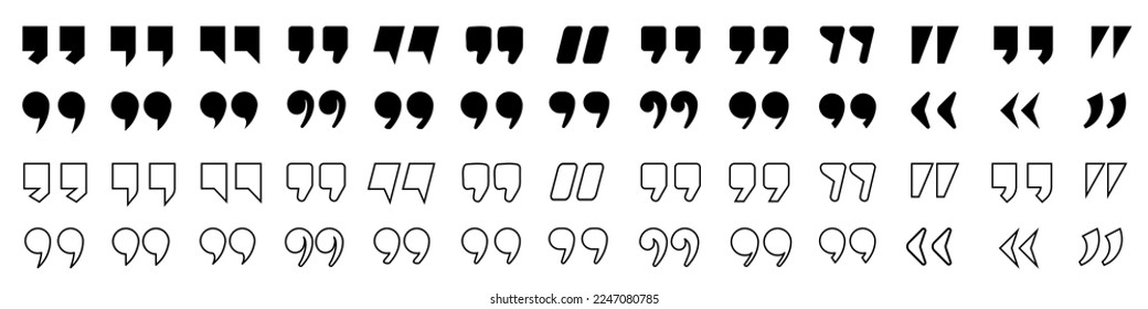 Text commas set. Punctuation flat mark set.